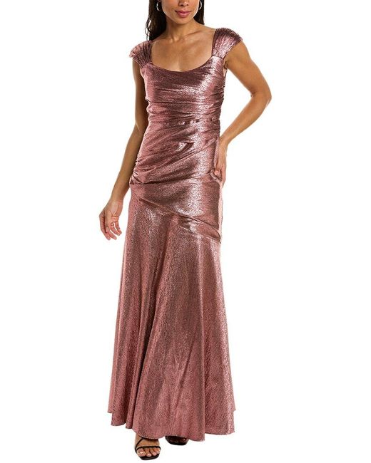 THEIA Purple Santana Silk-blend Gown