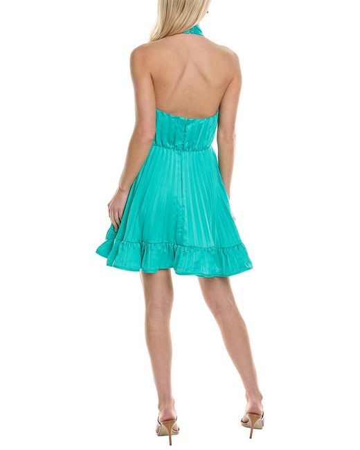 AMUR Blue Amiri Pleated Halter Mini Dress