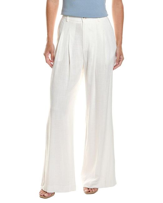 Walter Baker White Belinda Linen-Blend Pant