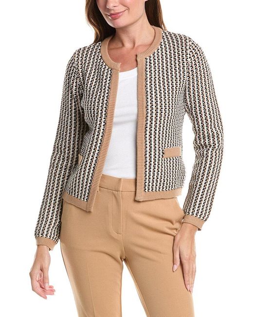 Tahari Gray Open Front Cardigan