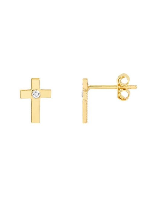 HAWLEY ST Metallic 14K 0.04 Ct. Tw. Diamond Religious Earrings