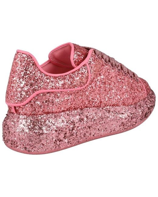 McQueen Pink Oversized Glitter Leather Sneaker