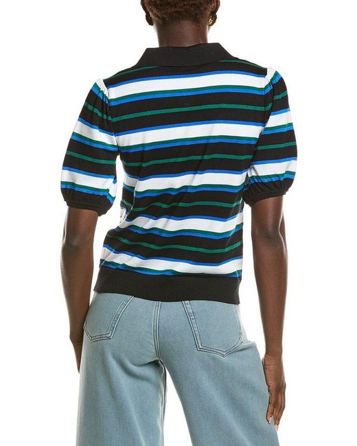 Tahari Blue Half Button Down Shirt