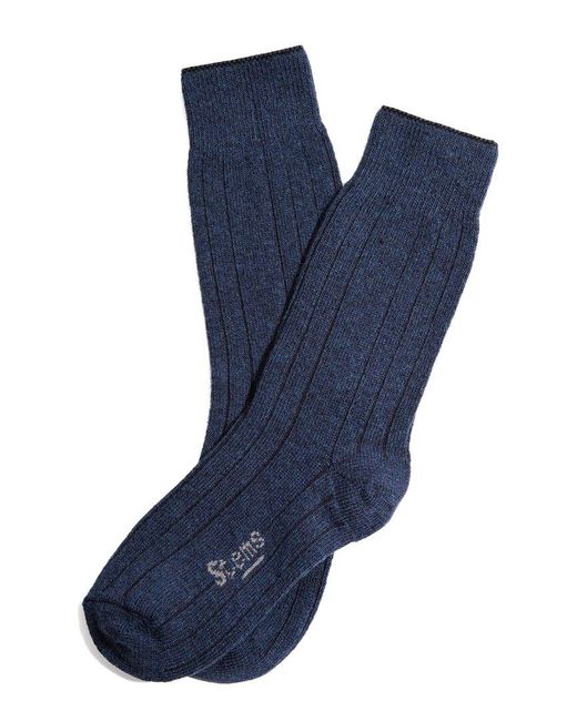 Stems Blue Lux Cashmere & Wool-blend Crew Sock Gift Box
