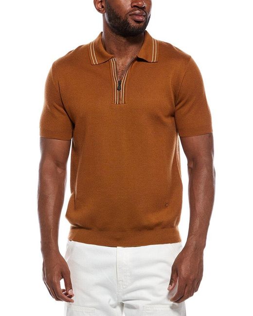 Isaia Brown Wool, Silk, & Cashmere-Blend Polo Sweater for men