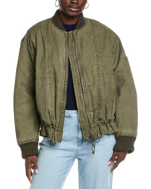 Free People Green We The Free Jax Washed Bomber Jacket