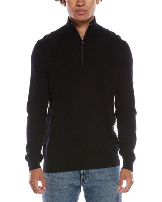 Amicale Cashmere Black 1/4-Zip Cashmere Sweater for men