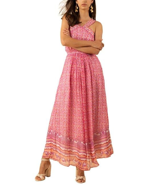 Hale Bob Pink Janiyah Silk-Blend Midi Dress
