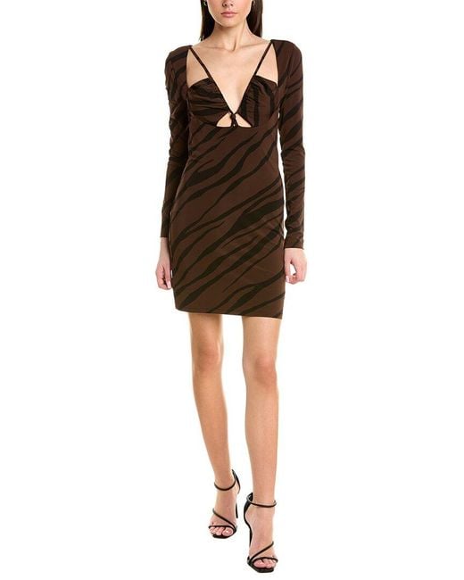 Et Ochs Brown Aida Cutout Zebra-print Stretch-jersey Mini Dress