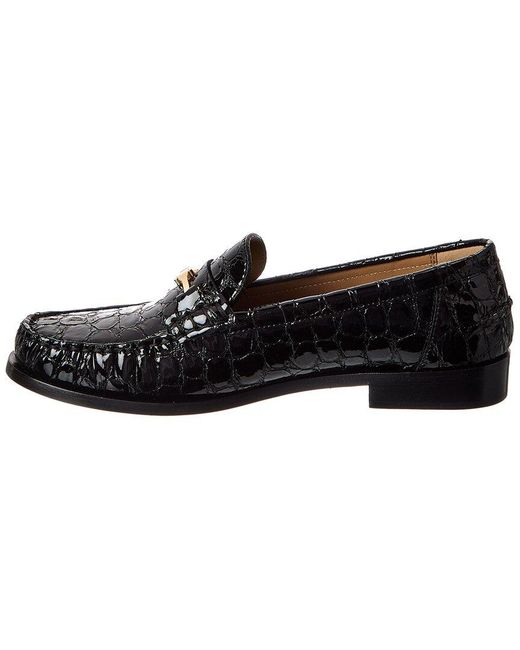Ferragamo Black Harry Croc-Embossed Leather Loafer
