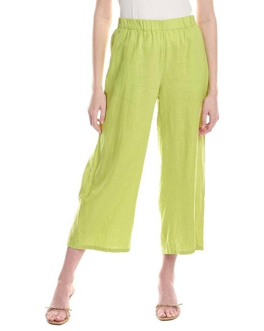 Eileen Fisher Green Wide Leg Linen Pant