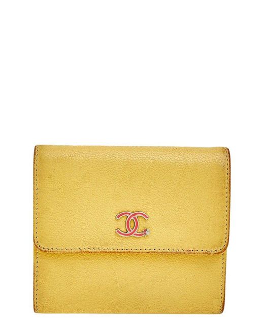 Chanel Yellow Leather Trifold Wallet (Authentic Pre-Owned)