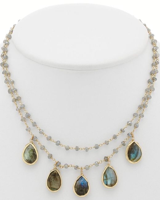 Rachel Reinhardt Jewelry White 14K Plated Labradorite Layered Necklace