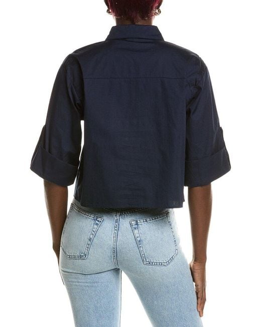 1.STATE Blue Boxy Button Down Shirt