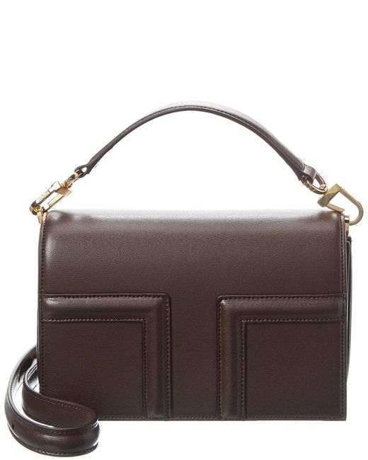 Totême  Brown T-Flap Mini Leather Shoulder Bag