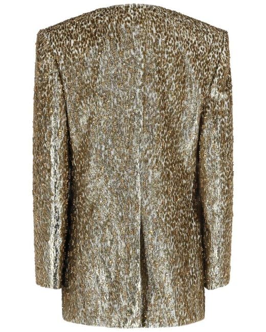 Givenchy Metallic Beaded Animal Print Single-Breasted Blazer