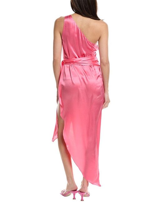 Amanda Uprichard Pink Palmira Silk Maxi Dress