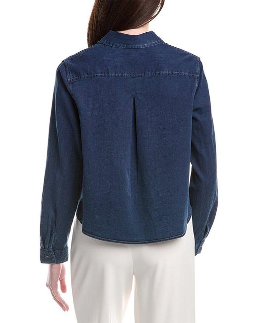 Max Studio Blue Pique Swing Blouse