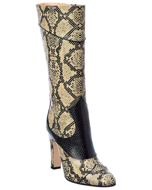 Gucci Natural Snake-Embossed Leather Knee-High Boot