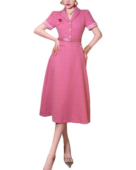 BURRYCO Pink Short Sleeve Midi Dress