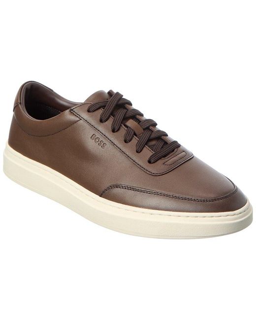 Boss Brown Kieran Leather Sneaker for men