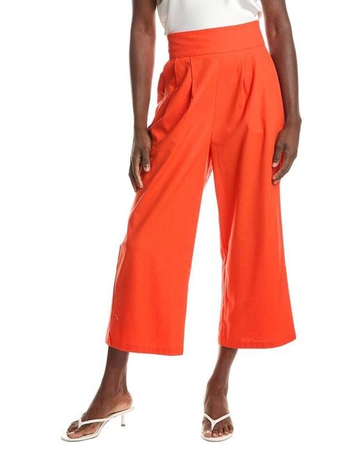 REVERIEE Orange Linen-Blend Pant