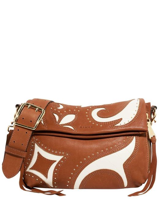 Aimee Kestenberg Brown Bali Double Entry Leather Crossbody