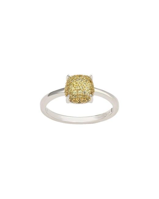 Suzy Levian White Silver 0.02 Ct. Tw. Diamond & Sapphire Ring