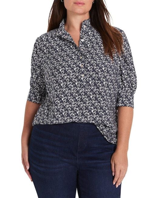 NIC+ZOE Blue Plus Etched Hearts Shirt