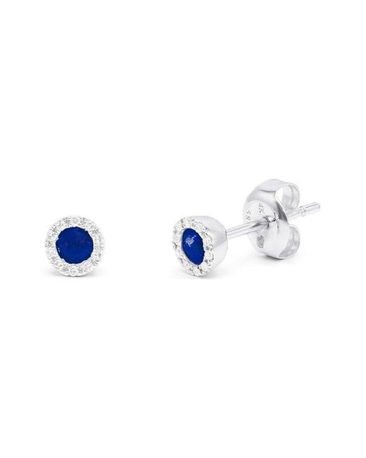 Diana M Blue Fine Jewelry 14k 0.37 Ct. Tw. Diamond & Sapphire Halo Studs
