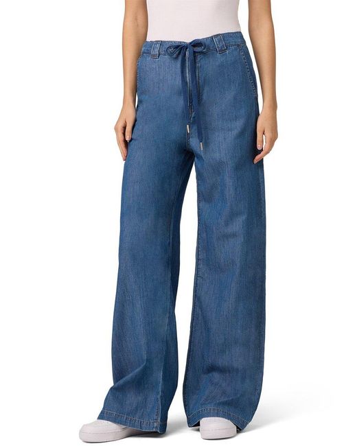 Joe's Jeans Blue Chambray Drawstring Wide Leg Ankle Medium Indigo Wide Leg Ankle Jean