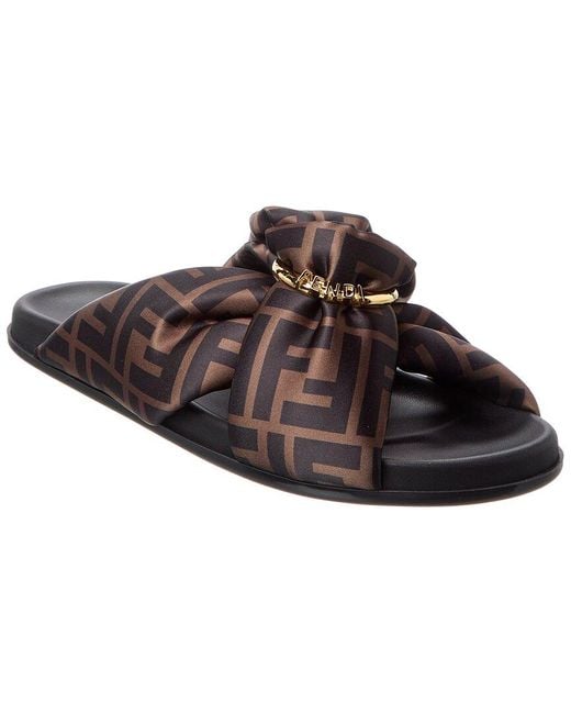 Fendi Brown Feel Ff Satin Sandal