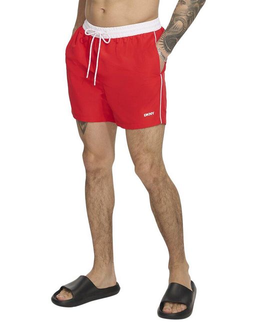 DKNY Red Modern Euro Swim Trunk for men