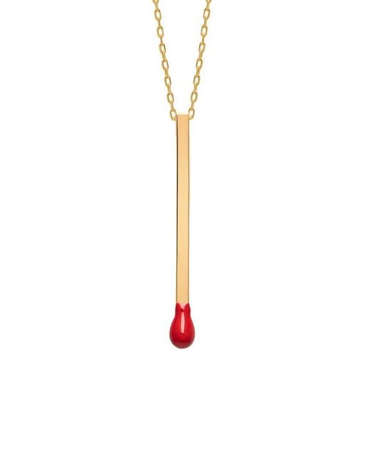 Gabi Rielle White 14k Over Silver Enamel Matchstick Necklace