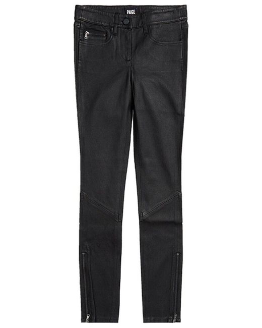 PAIGE Gray Daphne Leather Ankle Pant