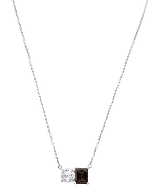 Suzy Levian Metallic Silver 5.00 Ct. Tw. Gemstone Toi Et Moi Necklace