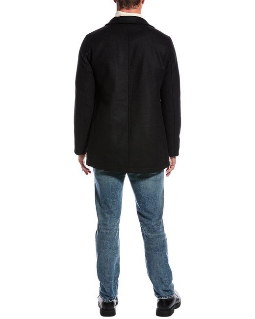 Herno Black Chester Wool-blend Coat for men