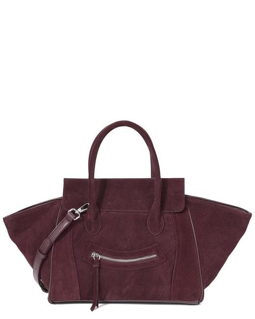 Tiffany & Fred Paris Purple Suede & Leather Winged Tote