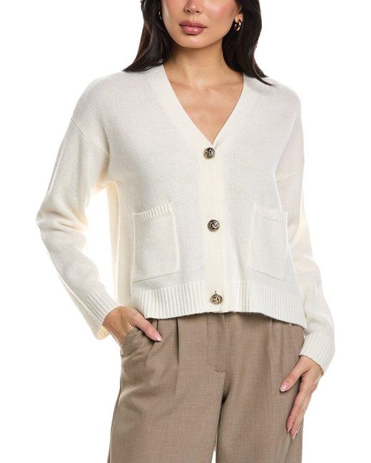Reiss White Maeve Wool Cropped Cardigan