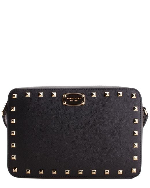 Michael Kors Sandrine Stud Large Ew Leather Crossbody in Black | Lyst