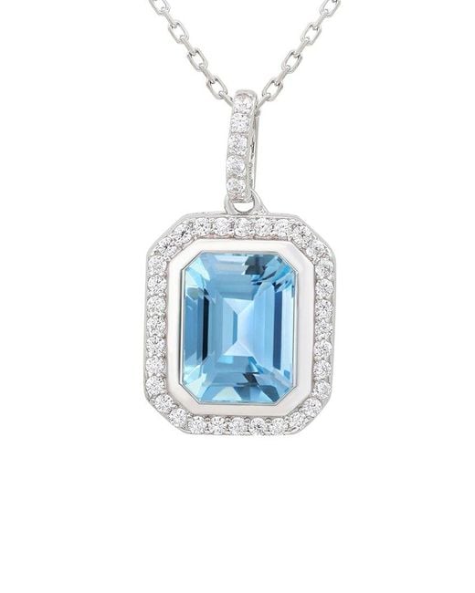 Suzy Levian Blue Silver 0.02 Ct. Tw. Diamond & Gemstone Pendant