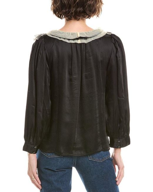 The Great Black Ruffled Tuxedo Top