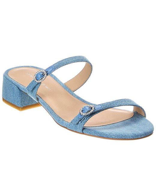 Stuart Weitzman Blue Ginger Xtal Block 35 Denim Sandal