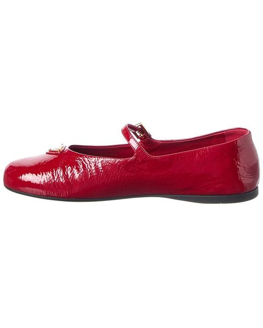 Prada Red Logo Leather Ballerina Flat