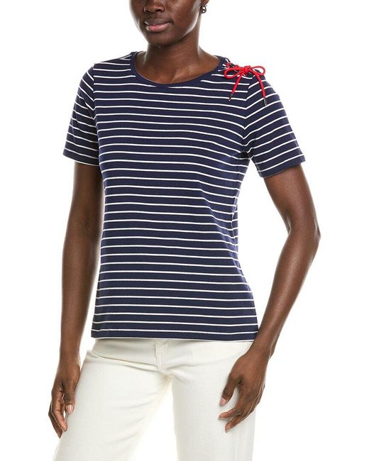 Jones New York Blue Shoulder Tie T-Shirt