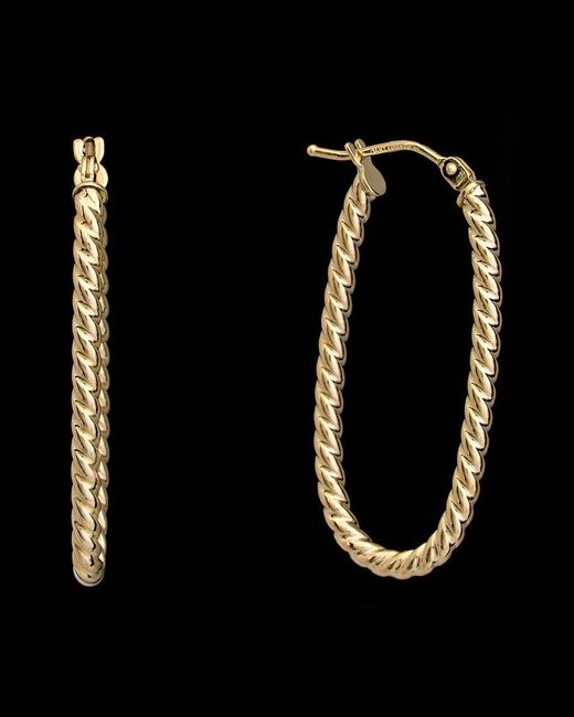 Italian Gold Black 14k Twist Oval Hoops