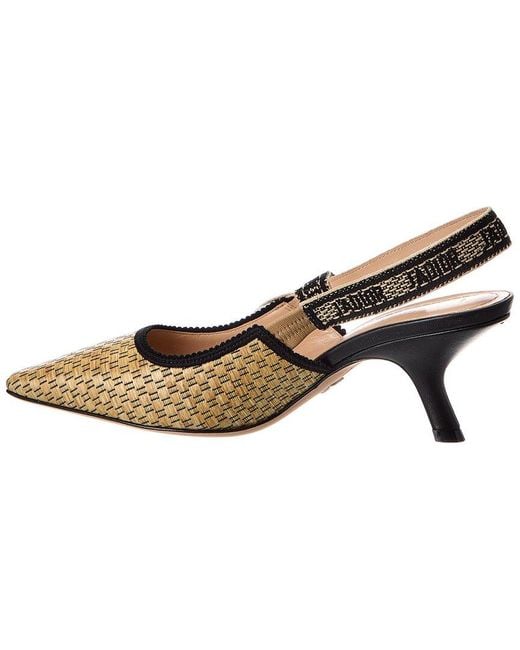 Dior Black J'A Straw & Leather Slingback Pump