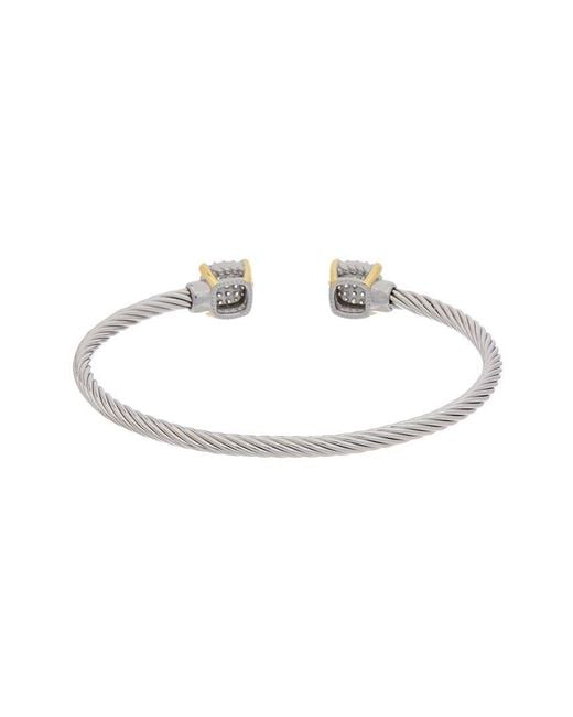 Juvell White 18K Two-Tone Plated Cz Twisted Cable Bangle Bracelet