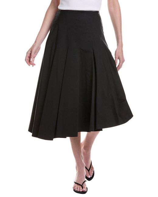 FFORME Black Rio Asymmetrical Pleated Midi Skirt