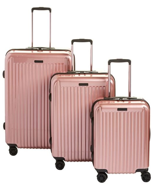 Anne Klein Pink Dubai 3-piece Hardside Spinner Luggage Set